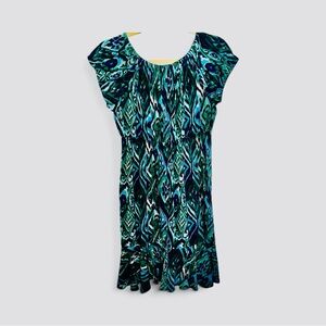 INC International Concepts Teal and Navy Midi Dress